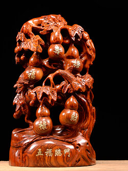 เถาน้ำเต้าเรียกทรัพย์ ประติมากรรมไม้แกะสลักจากฝูเจี้ยน ประเทศจีน