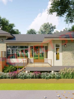 แบบบ้านชั้นครึ่งยกพื้นสูง สไตล์รีสอร์ท NA-106 ขนาด 163.14 ตร.ม. 2 ห้องนอน 1 ห้องน้ำ