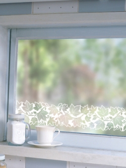 LB-09W Window border สติ๊กเกอร์ฝ้ามีลายแต่งขอบกระจก ลายใบไม้ กว้าง 10 cm สีขาว