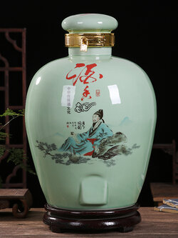 ไหเหล้าจีน แบบดั่งเดิม เนื้อกระเบื้องหนาเขียนลายจีน สำหรับดองเหล้าทุกชนิด