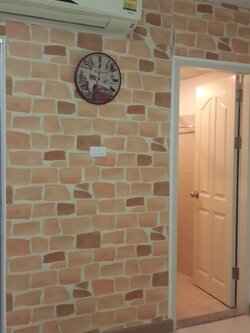 DBS-11 Wallpaper Sticker วอลล์เปเปอร์ไวนิล แบบมีกาวในตัวลายกำแพงหินส้ม หน้ากว้าง 60 cm