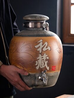 ไหเหล้าจีน แบบดั่งเดิม เนื้อกระเบื้องหนาเขียนลายจีน สำหรับดองเหล้าทุกชนิด