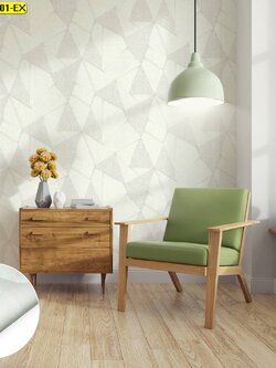 วอลล์เปเปอร์ลายกราฟิกสีขาว SK7857