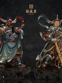 เทพเจ้ากวนอู และพระเวทโพธิสัตว์(อุ่ยท้อผ่อสัก) งานทองเหลืองลงสีคุณภาพสูง องค์เดี่ยว