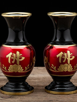 #แจกันดอกไม้ลายบัวมงคล ขนาด 8 นิ้ว/1 คู่ (งานทองเหลือง)