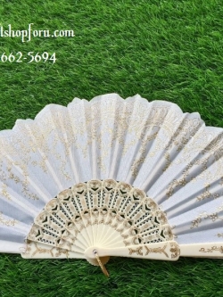 พัดลูกไม้ ปักทอง สีงาช้าง