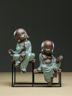 ตุ๊กตานักบวชดินเผาเซรามิกสไตล์จีน จากมณฑลซานตง ประเทศจีน