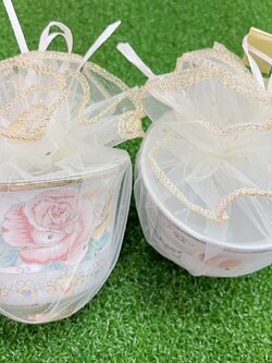 แก้วเบญจรงค์ ขอบทองห่อผ้า