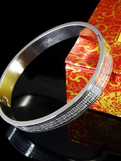 กำไลหัวใจพระสูตร สำหรับผู้หญิง เพื่อความมั่งคั่ง ของแท้ 100% สีเงิน