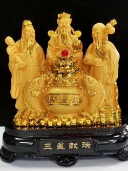 #รูปหล่อเรซิ่น เทพเจ้า ฮก ลก ซิ่ว มงคลในทุกด้าน