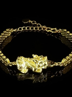 สร้อยข้อมือกึ่งกำไล"ปี่เซี๊ยะคาบเหรียญ" กำไลมงคลเสริมโชคลาภ การเงิน