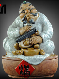 เจ้าสัวนั่งนับเงิน,นับทอง ตุ๊กตาแต่งบ้านเสริมโชคลาภ เสริมทรัพย์เสริมมงคล