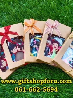 พวงกุญแจเจ้าบ่าวเจ้าสาว ยางหยอดใส่กล่องผูกโบว์