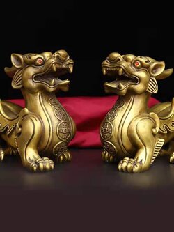 ปี่เซี๊ยะเก็บทรัพย์ทองเหลือง,ปี่เซี๊ยะคู่ เสริมดวงการเงิน,การงาน,แก้ปีชง(นำเข้าจากประเทศจีน)