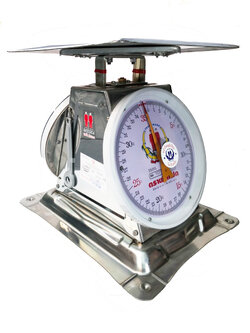 เครื่องชั่งสปริง ตราฝาแฝด ตัวถังสเตนเลส เกรด 430 พิกัด 35 กก. จานแบน
