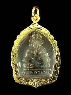 องค์พระพิฆเนศวร์ มหาเทพผู้ประทานความสำเร็จ ปางมหาวีระคเณศ เลี่ยมกรอบทองไมครอน