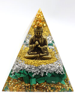 #พีระมิดคริสตัลกรวดอีพ็อกซี่ หินมาลาไคต์(Malachite)