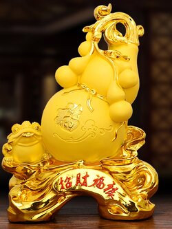 กระถางทองน้ำเต้าเรียกทรัพย์ เครื่องประดับปรับฮวงจุ้ยเสริมความมั่งคั่งร่ำรวย