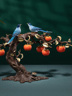 #ต้นพลับผลไม้มงคล งานทองเหลืองทำสีคุณภาพสูง ปรับฮวงจุ้ยภายในบ้าน