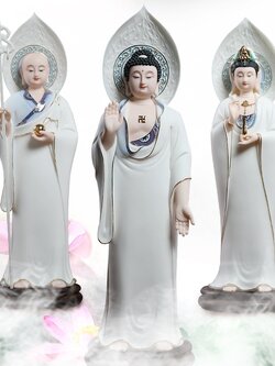 องค์พระพุทธเจ้า,พระกษิติครรภโพธิสัตว์,พระโพธิสัตว์กวนอิม (พระทิเบต) เซรามิกเนื้อหยกคุณภาพสูง