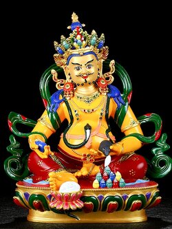 เทพเจ้าแห่งความมั่งคั่ง"นัมโธสสรส"(ไฉ่ชิ่งเอี้ย) ศิลปะทิเบต รูปปั้นพระพุทธรูปทิเบตทองแดงบริสุทธิ์ลงสี