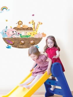 PS-60057 Wall Sticker วอลล์สติ๊กเกอร์ไวนิล ลายเรือโนอาห์ ขนาดแผ่น 50x70 cm // 2 แผ่่นต่อกัน
