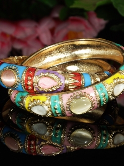 กำไลมงคล รุ่งเรือง ค้าขายดี กำไลอินเดียทองเหลืองชุบทองลงยา