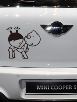 car-021 Peeping Baby Car sticker/ สติ๊กเกอร์ติดรถ ลายเด็กทะเล้น 20x18 cm (สีขาว,น้ำตาล,ชมพู)
