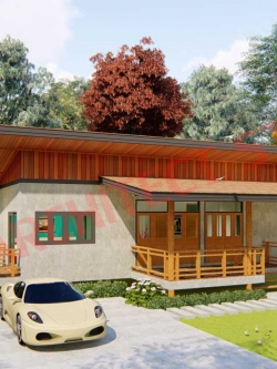 แบบบ้านชั้นเดียวยกพื้นสูง สไตล์รีสอร์ต NA-113 ขนาด 91.90 ตร.ม 2 ห้องนอน 2 ห้องน้ำ