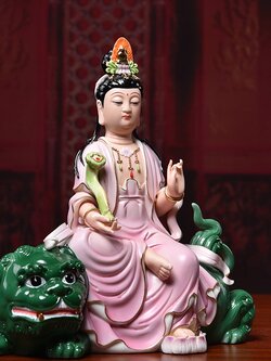 พระโพธิสัตว์กวนอิม เซรามิกเนื้อหยกคุณภาพสูง บูชาเพื่อเสริมศิริมงคล นำชีวิตสู่สิ่งดีๆ/ขนาดสูง 24.5 cm.