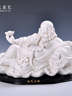 พระสังกัจจายน์อรหันต์แห่งความอุดมสมบูรณ์เนื้อเซรามิกสีขาวคุณภาพสูง บูชาเพื่อเสริมศิริมงคล ขนาด 40x23 cm.