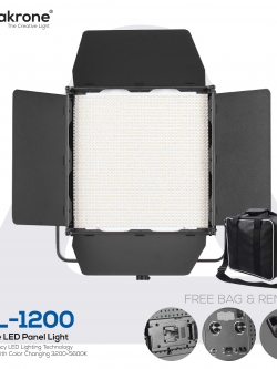 LPL-1200 ไฟวิดีโอ 100W (50+50) เปลี่ยนสีได้ 3200-5600K Lakrone LED Panel Light 1200 พร้อมกระเป๋าสำหรับพกพา