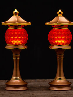 #โคมไฟไหว้พระพุทธ สำหรับตั้งจุดหิ้งพระและศาลเจ้าต่างๆ แบบใช้ไฟฟ้า (งานโลหะผสม)