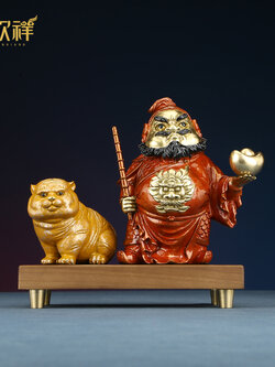 เทพเจ้าไฉ่ซิงเอี๊ย เทพแห่งความร่ำรวย ที่จะให้โชคลาภด้านเงินทอง รูปบูชาทองเหลืองทำสี