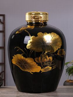 ไหเหล้าจีน แบบดั่งเดิม เนื้อกระเบื้องหนาทำสีเขียนลายทอง สำหรับดองเหล้าทุกชนิด