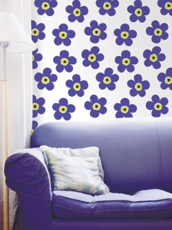 HEM-08 Wallpaper วอลล์เปเปอร์ไวนิล แบบมีกาวในตัว ลายดอกไม้สีม่วง หน้ากว้าง 50 cm