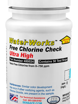 WaterWorks™ Free Chlorine Ultra High Test Strips 0-750ppm (50test/ชุด)