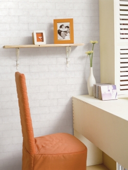 DBS-15 Wallpaper Sticker วอลล์เปเปอร์ไวนิล แบบมีกาวในตัวลายอิฐ สีขาว หน้ากว้าง 60 cm