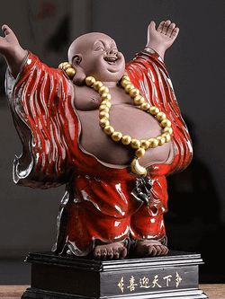 พระสังกัจจายน์ อรหันต์แห่งความอุดมสมบูรณ์ ดินเผาคุณภาพสูงจากประเทศจีน /สูง 26.7 cm. รวมฐาน