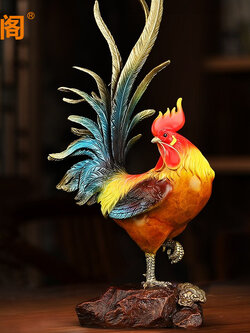 ไก่ฟ้ามงคล,ไก่โชคดีทองเหลืองลงสี เครื่องประดับปรับฮวงจุ้ยเสริมดวงการเงิน การค้า