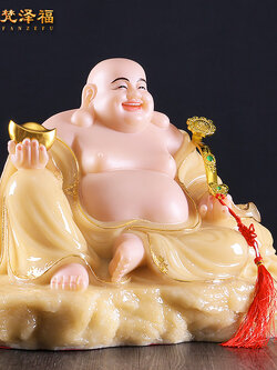 องค์พระสังกัจจายน์ หรือ“หมีเล่อฝอ(弥勒佛)”รูปแกะสลักจากหินหยกธรรมชาติ งานช่างฝีมือชาวจีนแท้