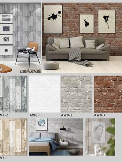 วอลล์เปเปอร์ติดผนังสไตล์โมเดิร์นลายอิฐ ลายไม้