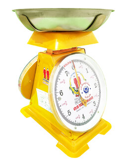 เครื่องชั่งสปริง ตราฝาแฝด ตัวถังเหล็ก พิกัด 7 กก. จานลึก