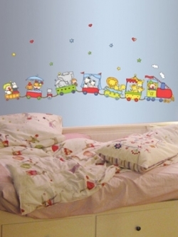 PS-58046 Wall Sticker วอลล์สติ๊กเกอร์แต่งผนัง ลายToy Train ขนาดแผ่น 50x70 cm