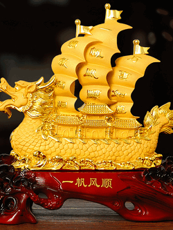 เรือสำเภามังกรนำโชคลาภเงินทอง เสริมมงคลการค้าขายดีมีกำไร