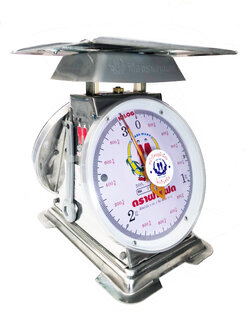 เครื่องชั่งสปริง ตราฝาแฝด ตัวถังสเตนเลส เกรด 430 พิกัด 3 กก. จานแบน