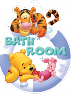 DSP-04 Disney POOH ป้ายห้อยแต่งบานประตูลายหมีพูห์ Bath Room ขนาด 20cm x 23cm