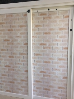 DBS-25 Wallpaper Sticker วอลล์เปเปอร์สติ๊กเกอร์ไวนิล แบบมีกาวในตัวลายอิฐลอฟท์สีเบจ หน้ากว้าง 100 cm