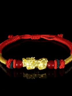 สร้อยข้อมือเชือกแดง ปี่เซี๊ยะ ทองคำแท้ 99.99%