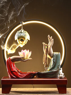 #ตุ๊กตาดินเผา ที่วางกำยาน ของแต่งบ้านแนวพุทธ สไตล์จีน สวยสงบลงตัวกับทุกห้อง